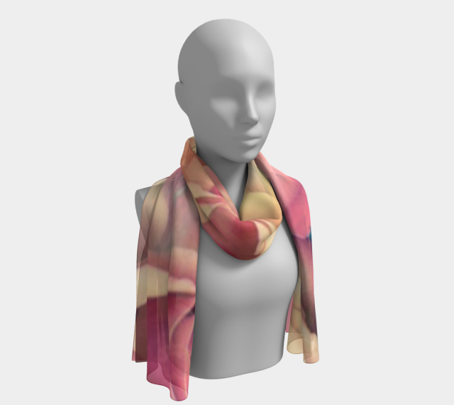 Long Silk Scarf - Multiple Muted Pink and Yellow Roses by Heather J Kirk