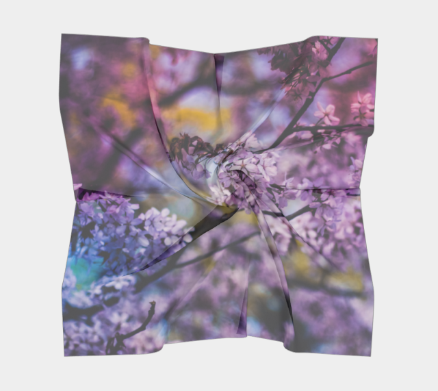 Square Silk Scarf - Purple Lilac Tree  by Heather J Kirk
